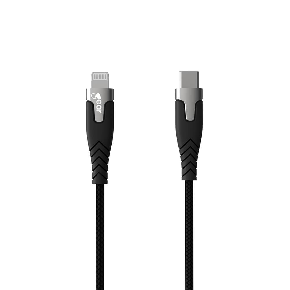 GEAR - Laddkabel PRO USB-C till USB-C 2.0 1.5m Svart Kevlarkabel med Metalkopplingar