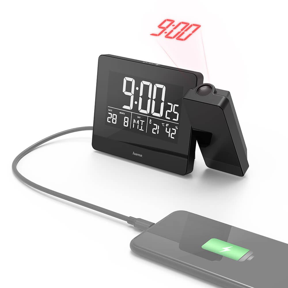 HAMA - Väckarklocka Projektion Plus Charge Svart