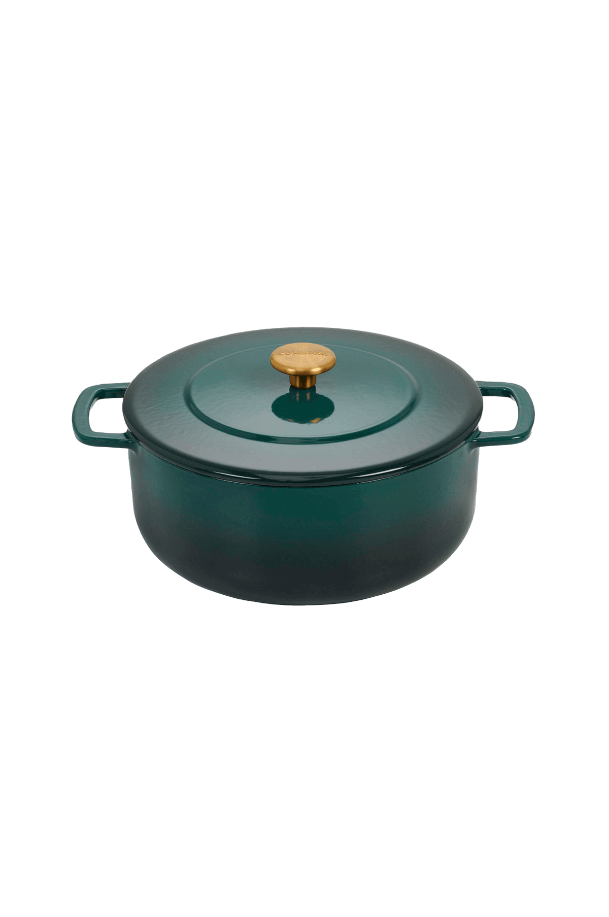 Støpejernsgryte 24 cm Holly Green med gullknapp