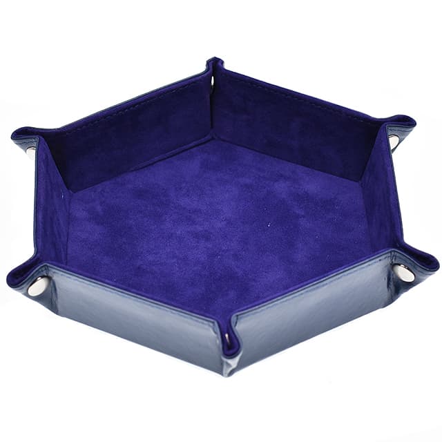Foldable Leather Hexagon Purple Dice Tray 