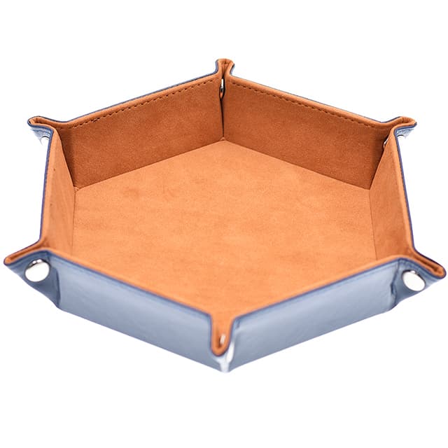Foldable Leather Hexagon Camel Dice Tray 