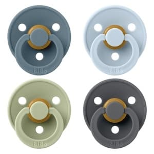 BIBS Pacifier Colour 4 Pack Latex Size 1 Petrol Sage Baby Blue Iron