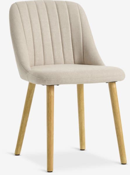 Spisestol ADSLEV u/armlene beige stoff/natur eikefarget