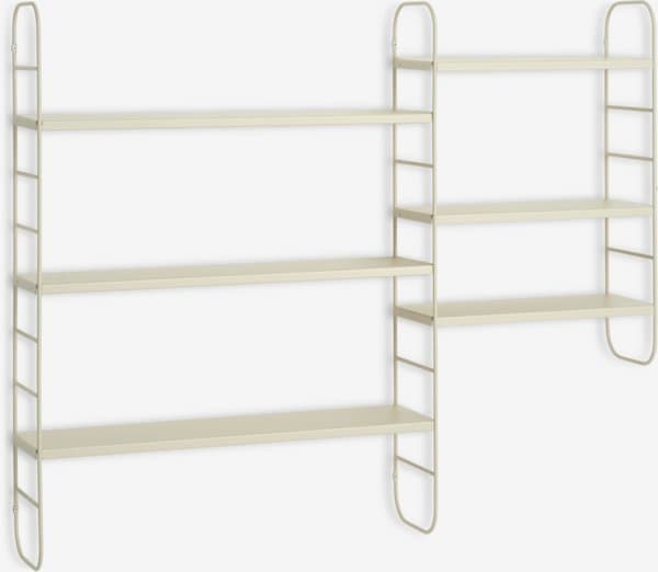 Vegghylle VANDRUP 6 flyttbare hyller beige