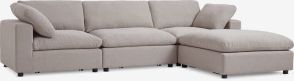 Modulsofa LYBY 3-seter sjeselong sand stoff