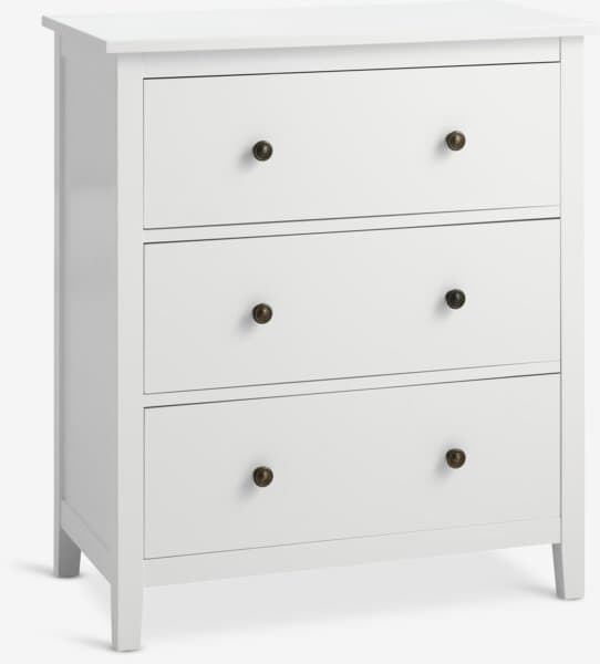 Kommode NORDBY 3 skuffer hvit