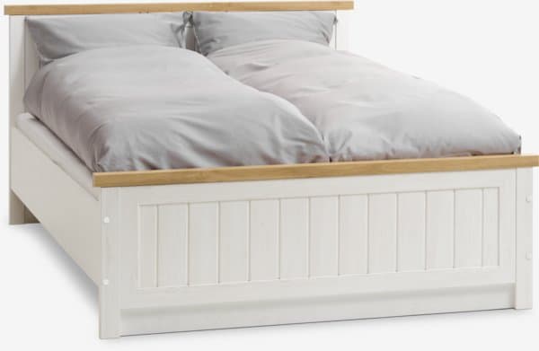 Sengeramme MARKSKEL 160x200cm hvit/natur villeikfarget