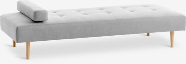 Sofaseng NOREFJELL 200x80 lys grå stoff/eikefarget