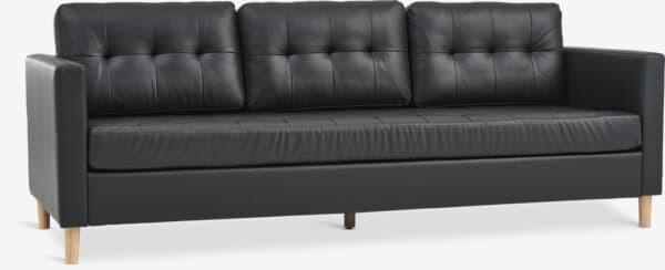Sofa FALSLEV 3-seter svart imitert skinn