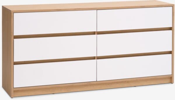 Kommode BILLUND 3+3 hvit/natur eikefarget
