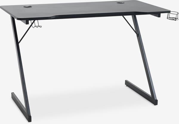 Gamingbord HALSTED 60x120 m/kopp- og hodetelefonholder svart