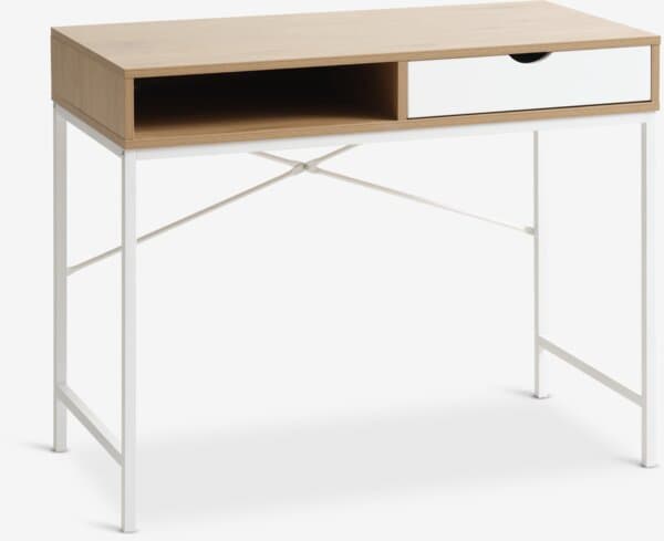 Skrivebord TRAPPEDAL 48x95 1 skuff varm eikefarget/hvit