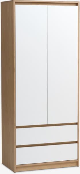 Skap BILLUND 80x193 hvit/natur eikefarget