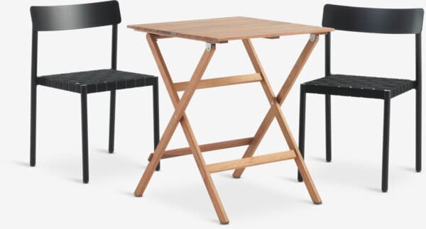 VRAADAL L62 bord hardtre + 2 HAGLEBU stol svart