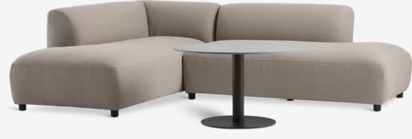 Loungesett HELAGS svart + STORHOGNA 4 seter taupe