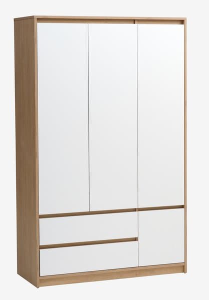 Skap BILLUND 119x193 hvit/natur eik
