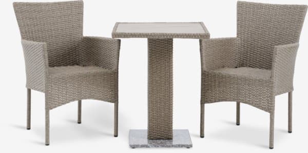 THY L60 bord + 2 AIDT stol natur