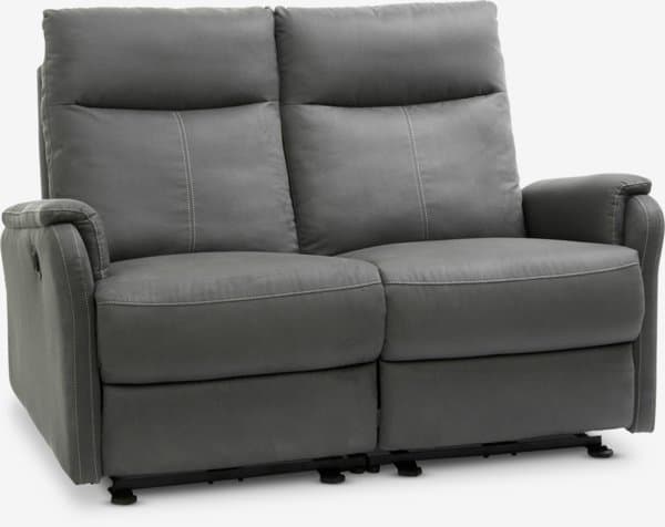 Recliner sofa ABILDSKOV 2-seter grått imitert skinn