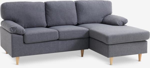 Sofa m/sjeselong GEDVED grå