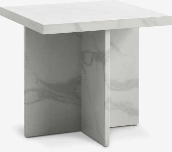 Hjørnebord GANDRUP 45x45 hvit marmor-look