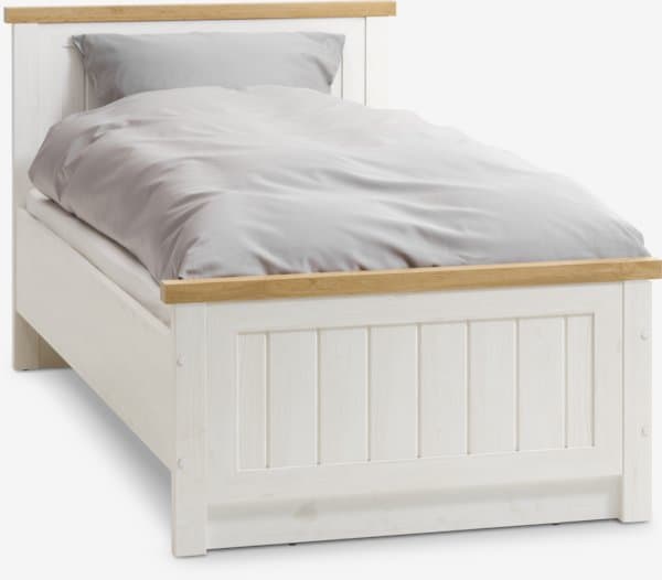 Sengeramme MARKSKEL 90x200cm hvit/natur villeikfarget