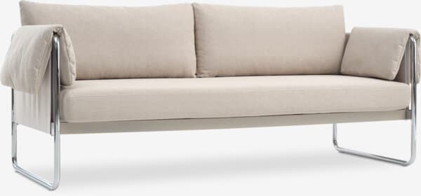 Sofa HEDEHUSENE 3-seter beige stoff/krom