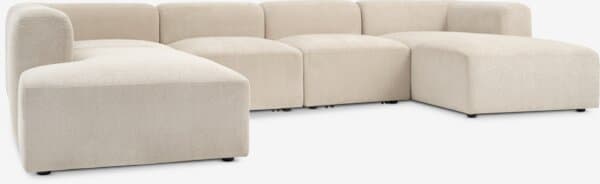 Modulsofa SKEJBY 5-seter sjese/åpen ende beige stoff