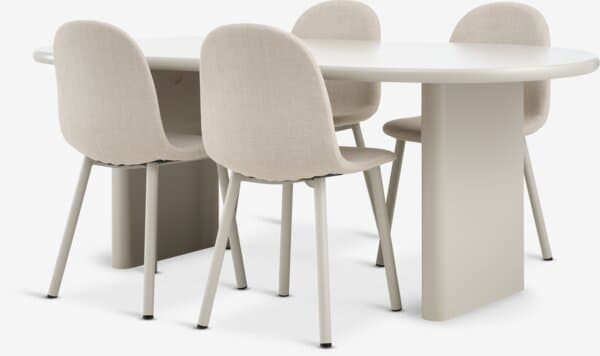 VORDINGBORG L198 bord beige + 4 EJSTRUP stol beige