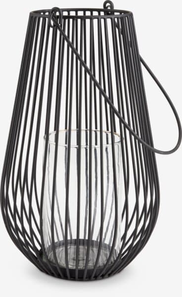 Lyslykt MELIAS Ø21xH34cm svart