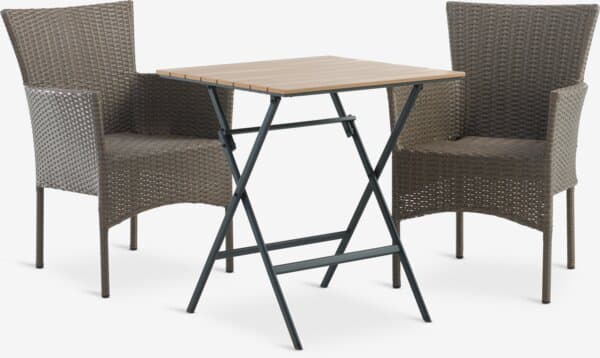 SANDVIKA L65 bord + 2 AIDT stol natur