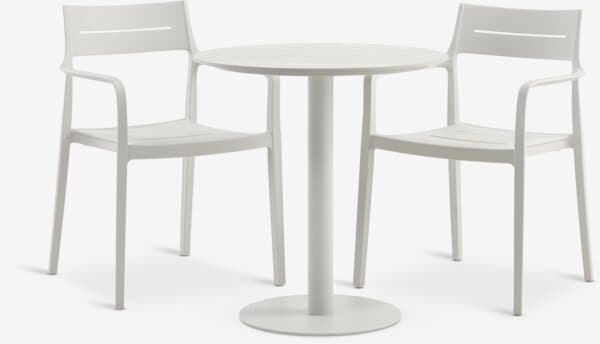 VAMDRUP Ø70 bord + 2 INGSTRUP stol beige