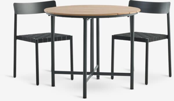 HOVVIG L10/90 bord natur + 2 HAGLEBU stol svart