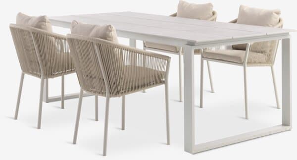 SONNERUP L215 bord + 4 GILJA stol beige
