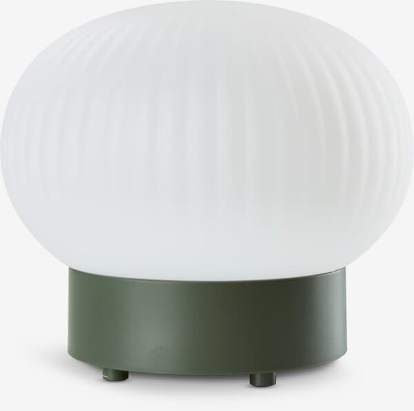 Oppladbar bordlampe STORFUGL Ø15xH10cm mørk grønn