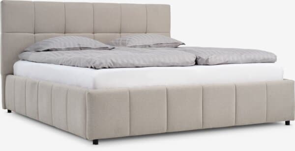 Sengeramme VEMMELEV 160x200cm m/magasin beige stoff