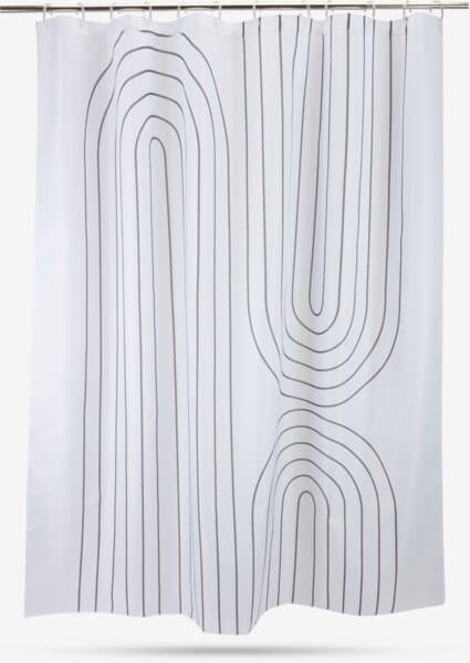 Dusjforheng HAKKAS 180x200cm hvit/grå