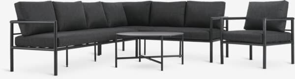 Loungesett TAERNABY 7 seter svart