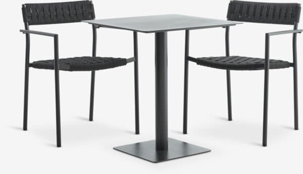KAPPRUET L65 bord + 2 TRILLEVALLEN stol svart