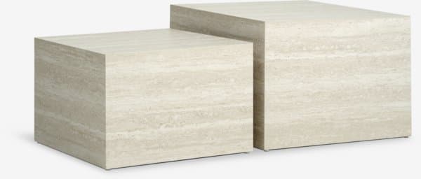 Sofabord ROLSTED 58x58/50x50 travertinfarget 2 stk