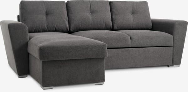 Sovesofa m/sjeselong VEJLBY mørk grå stoff