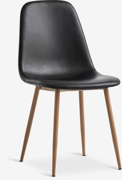 Spisestol JONSTRUP svart imitert skinn/natur eikefarget