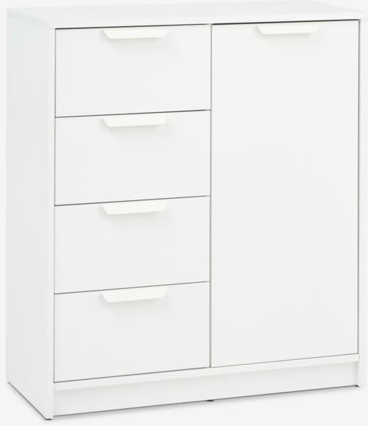 Kommode JENSLEV 4 skuffer 1 dør hvit