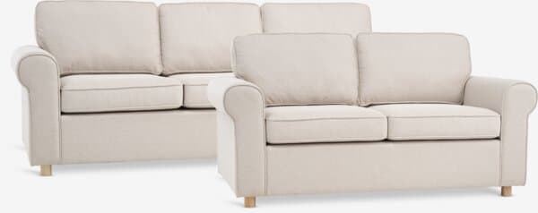 Sofagruppe FERRITSLEV 3+2-seter beige stoff