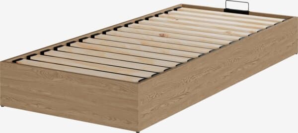 Seng med oppbevaring FOLDAGER 90x200 endelift natur eik