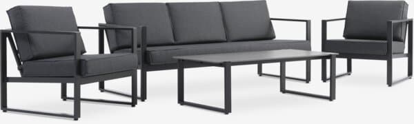 Loungesett VONGE 5 seter svart