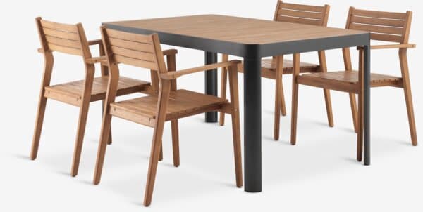 SIRDAL L149 bord + 4 HAMRA stol hardtre