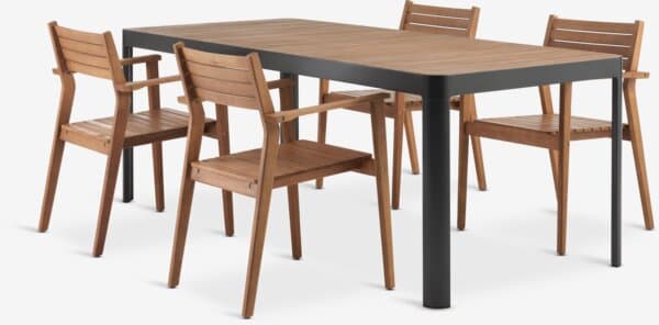 SIRDAL L211 bord + 4 HAMRA stol hardtre