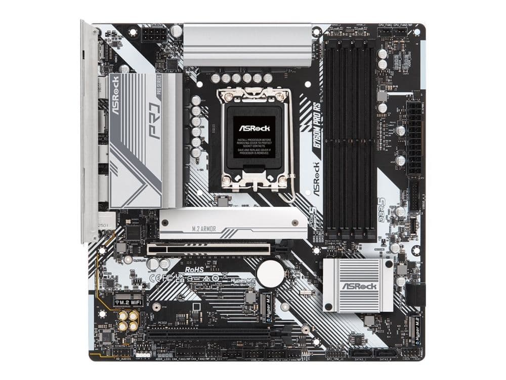 ASRock B760M PRO RS/D5 - Hovedkort - micro ATX - LGA1700-sokkel - B760 Chipset - USB-C 3.2 Gen 1, USB 3.2 Gen 1 - 2.5 Gigabit LAN - innbygd grafikk (CPU kreves) - HD-lyd (8-kanalers)