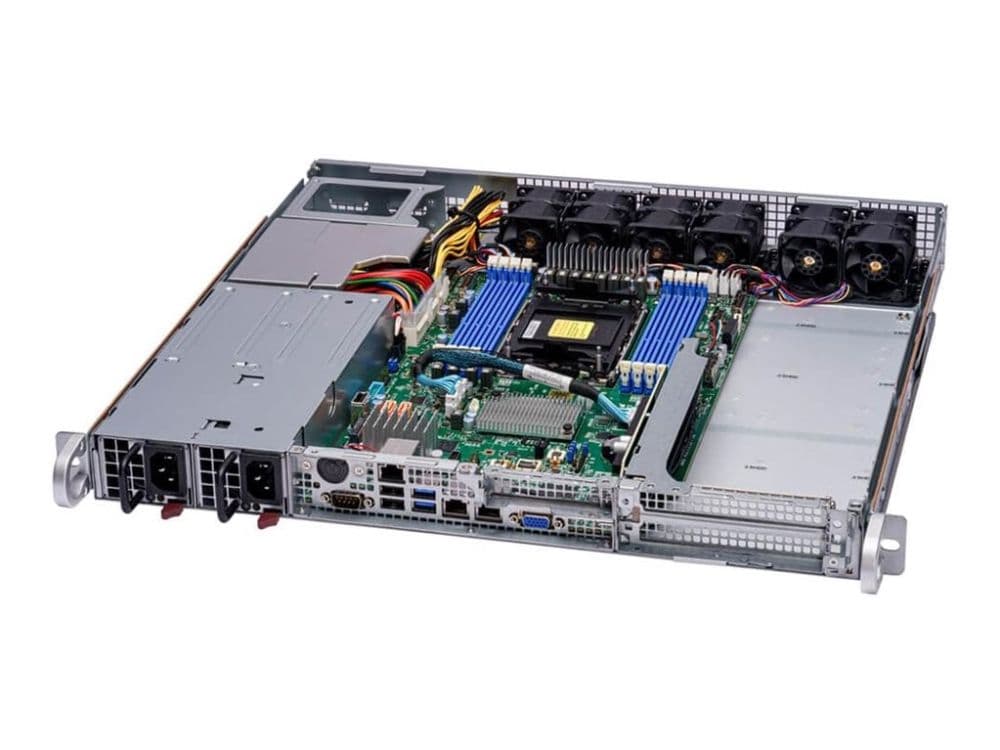 Supermicro IoT SuperServer 111E-FWTR - Server - rackmonterbar 1U - 1-veis - ingen CPU - RAM 0 GB - SATA 2.5" brønn(er) - uten HDD - 10 Gigabit Ethernet, Gigabit Ethernet - uten OS - monitor: ingen - sølv