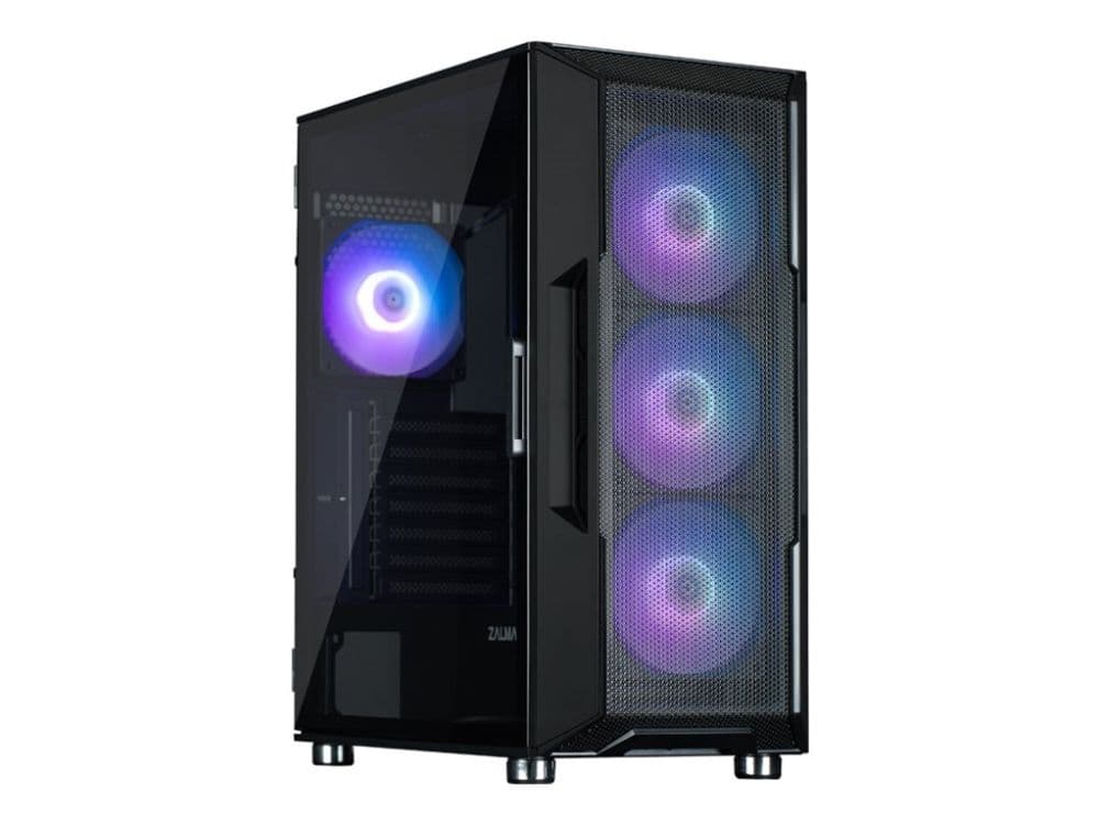Zalman i3 NEO ARGB - Mid tower - ATX - sidepanel med vindu (herdet glass) - ingen strømforsyning - svart - USB/lyd